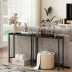 HollyHOME Narrow Sofa & Console Table, 29.5" Slim Entryway Table, Sofa Stand, Hallway Shelf, Bedroom, Living Room, Foyer, Black Marble