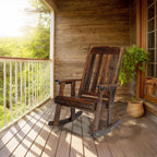VINGLI Outdoor Rocking Chair, Heavy Duty 600 LBS Wooden Rocking Bench with Comfortable Backrest, Weatherproof Patio Rocker with Ergonomic Design, Wood Rocking Chair for Patio, Garden (Rustic, 2 PCS)