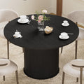 HOMMPA 48'' Round Dining Table for 4-6 Kitchen Table Circle Dinner Table with Wood Strip Base for Kitchen Dining Living Room Black
