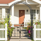 Moccha Garden Arch, 84" Arbor Trellis with Lockable Gate for Climbing Plants, Roses, Vines, Outdoor Pergola Archway, Heavy-Duty Garden Arbor for Lawn Patio Bridal Party Decoration Pathway Ceremony