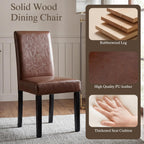 LSSBOUGHT Modern Dining Chair Urban Style Linen Kicthen Chairs with Solid Wood Legs for Dining Room and Restaurant (Brown, Set of 4)