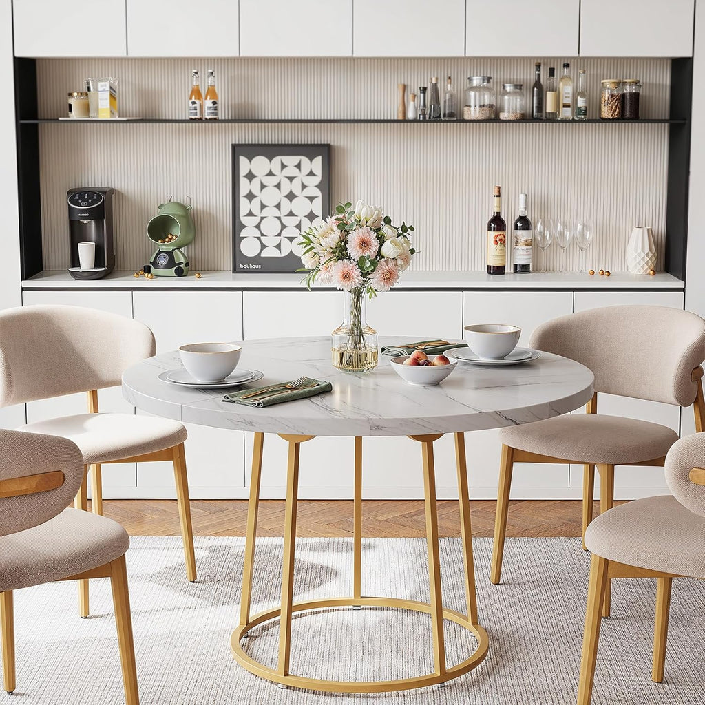 ONBRILL Round Dining Room Table, 47.24 Inch Kitchen Table for 4