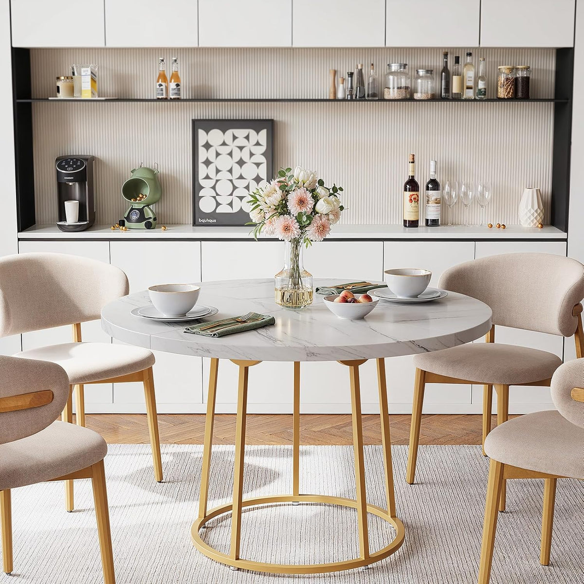 ONBRILL Round Dining Room Table, 47.24 Inch Kitchen Table for 4