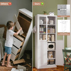DSHADE 72" Tall Metal Kitchen Pantry Cabinet with Adjustable Shelves & Doors, Heavy-Duty Freestanding Storage Organizer, Tool-Free Assembly for Living Room, Bathroom, White