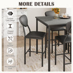 EROMMY Dining Table Set for 4, Modern Kitchen Table and Chairs with PU Leather Upholstery, Wood Dining Table with Chairs for Small Space, Dining Room, Gray