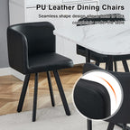 Merax 7-Piece Dining Set with Faux Marble Table, PU Upholstered Chairs, Space-Saving Kitchen Table for Dining Room/Breakfast Nook/Small Spaces, White+Black