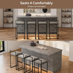 homary 72" Large Gray Kitchen Island with Storage & LED Lights, Wood Freestanding Island with Wine Rack, Drawers, Cabinet & Shelves, Modern for Kitchen & Dining Room