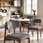 Solid Wood Dining Chairs Set of 4, Mid‑Century Modern Square Seat Cushion Chairs with Extra‑Thick 1.6" Legs and Curved Back, Heavy‑Duty Kitchen & Dining Room Chairs, Dark Grey