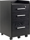HOMCOM Office Desk Storage Cabinet on Wheels 3 Drawers 1 Lockable 1 Sorter File Folder Wooden Black
