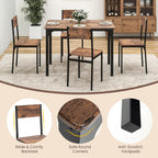 Tangkula 5-Piece Dining Table Set for 4 | Heavy Duty Metal Frame, Space-Saving, for Small Apartment, Dinette, Living Room, Breakfast Nook