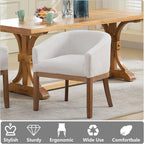 Upholstered Solid Wood Dining Chair,Neutral Linen Fabric Side Chairs for Kitchen,Dining Room,Living Room,Farmhouse Round Barrel Chairs,Minimalist Accent Chairs Natural Wood Frame (Beige, 1PC)