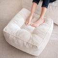 HIGOGOGO Square Stuffed Pouf Ottoman, Corduroy Poufs with Foam Chunk Filling, Furry and Fluffy Pouf Foot Stool Storage Ottoman, 21 X 21 Floor Poufs Foot Rest for Living Room, Beige
