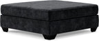 Signature Design by Ashley Lavernett Contemporary Square Oversized Accent Ottoman, Dark Gray