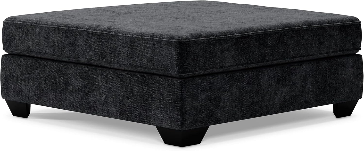 Signature Design by Ashley Lavernett Contemporary Square Oversized Accent Ottoman, Dark Gray