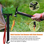 Eurmax USA Hiking Camping Tent Stakes and Hammer Set Lightweight Multi-Function Tent Hammer with Tent Stake Remover,Tent Pegs for Camping, Hiking, Backpacking, Gardening(Gold Stakes)