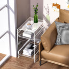 Clear Acrylic Side Table, Narrow Nightstand Bedside Table for Bedroom, Skinny Small End Table (Clear Wide, 11.8'' x 15.7'' x 21.7")