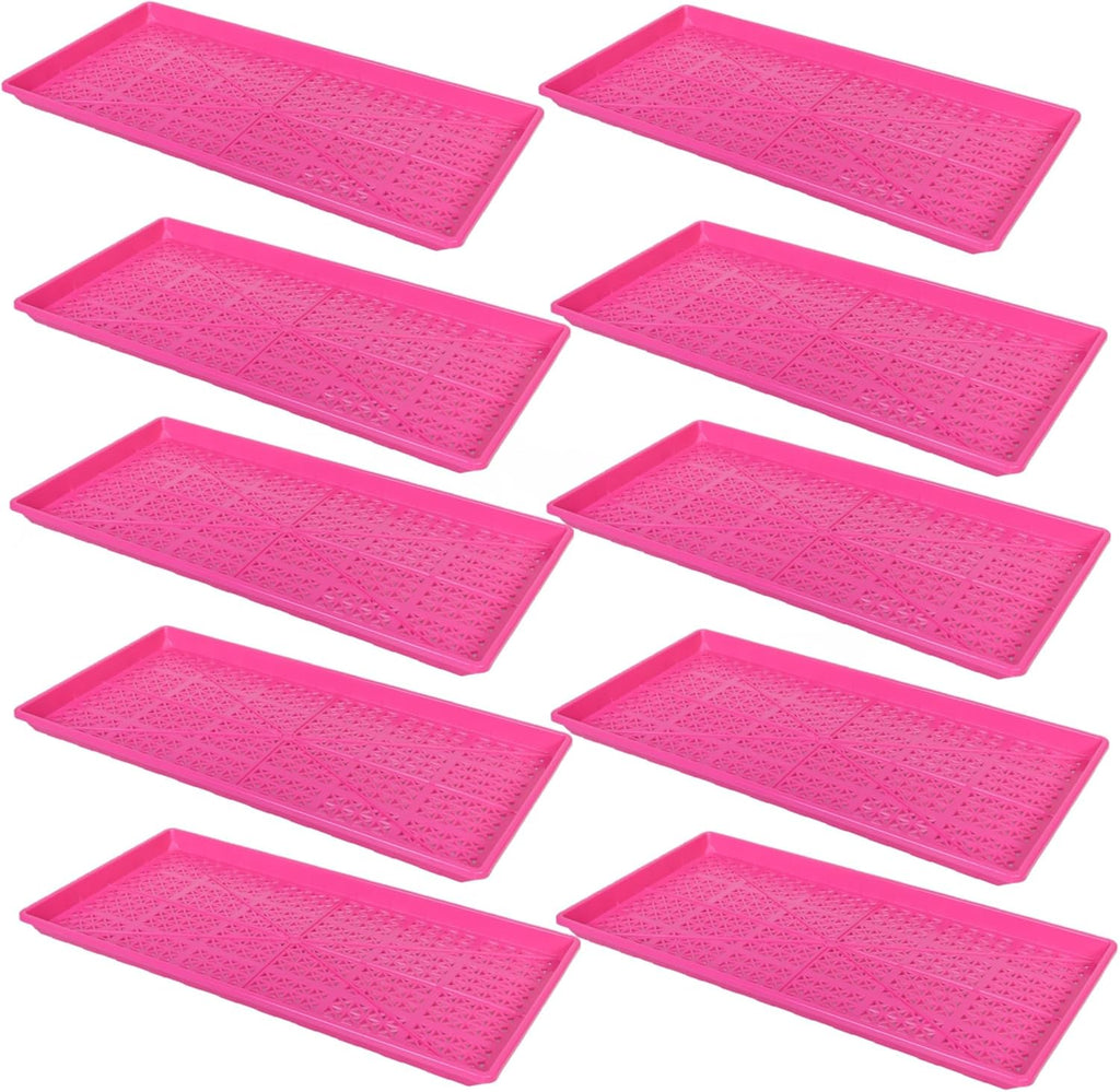 SUNPACK 10" x 20" Heavy Duty Mesh Plastic Seed Starting Tray, Magenta, 1" (Pack of 10) - Ensures Water Drainage and Aeration, Perfect for Greenhouses or Indoor Gardening