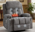 MAHOMICO Swivel Rocker Recliner Chair with Vibration Massage and Heat for Living Room,with Rocking Function and Side Pocket, USB Charge Port,2 Cup Holders
