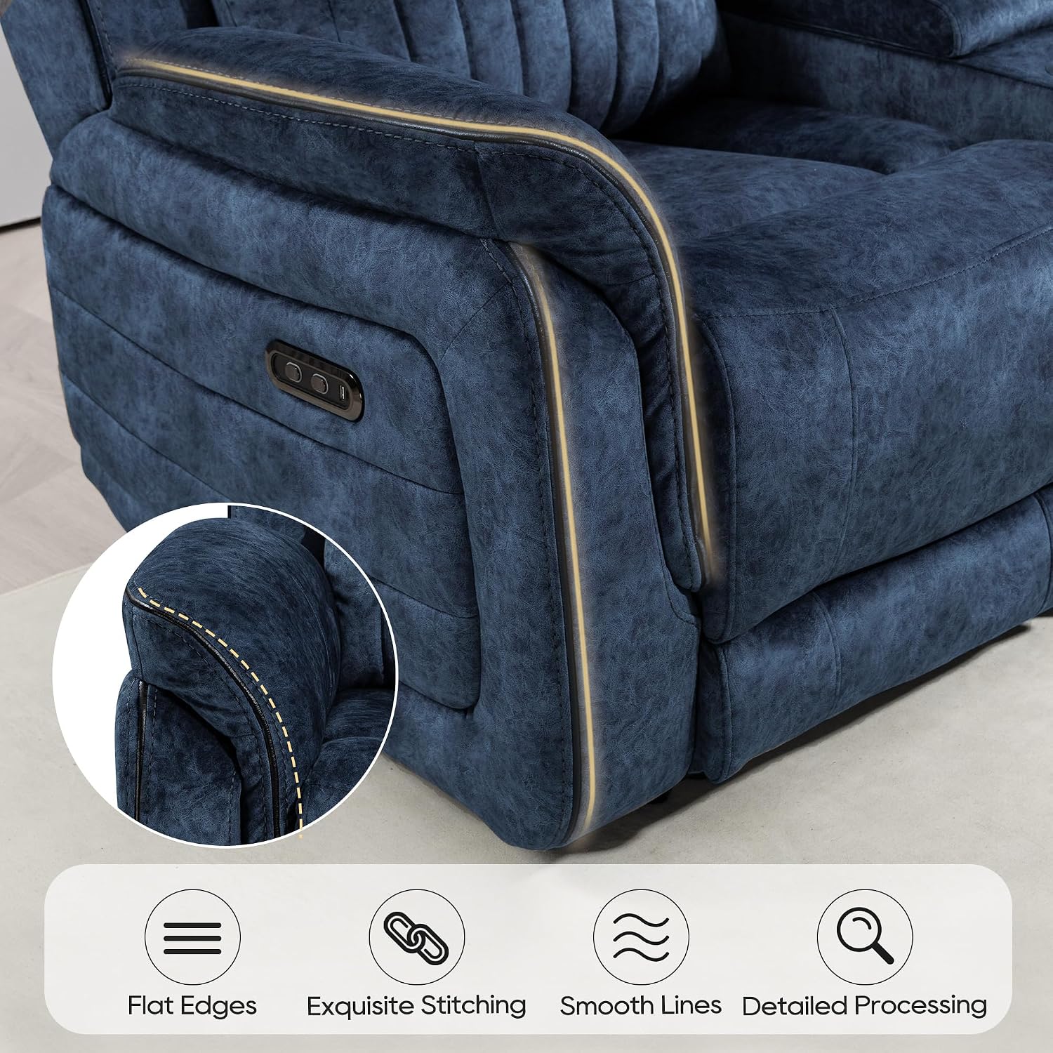 Power Zero Gravity Reclining Loveseat with Adjustable Headrest, Double Reclining Loveseat with Console, Power Loveseat Recliner with USB & Type-C Ports for Living Room (Blue)
