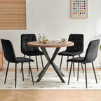 5-Piece Round Dining Table Set - Kitchen Table Chairs Set of 4 with Black Velvet Upholstered Chairs -Dining Table Set for 4