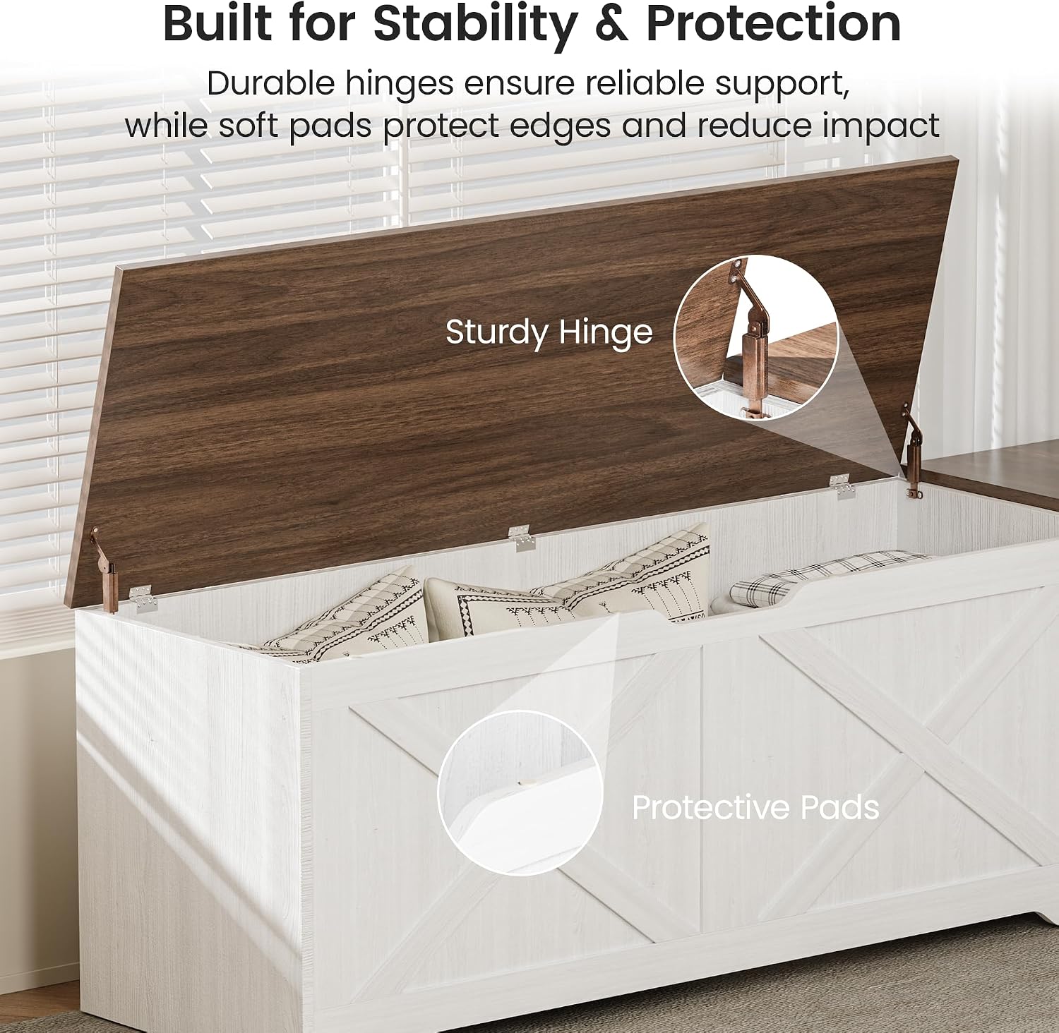 L Shaped Storage Bench, 63" Corner Bench with Storage, Breakfast Nook Bench with 3 Hidden Flip-Top Compartments, Backless Dining Bench for Kitchen, Entryway, Dining Room, Walnut White