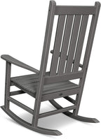 Polywood Vineyard Porch Rocking Chair, HDPE Outdoor Rocker, Patio Furniture, Black, Made in USA
