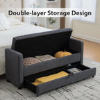 Chifee & Vingol 58.27" W Ottoman Bench with Double Storage Space, Upholstered End of Bed Storage Bench Entryway Shoe Benches,Gray
