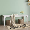Dining Bench Wood Solid Oak Wooden Bed End＆Entryway Bench for Bedroom Living Room Kitchen(White)