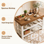 Tribesigns 55.1-Inch Kitchen Island with Seating and Storage, 3-Tier Large Farmhouse Island Table with Large Countertop and Leg Room for Kitchen Dining Room (Brown and White)