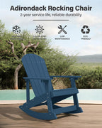 YEFU Outdoor Rocking Chair Set of 2,Adirondack Rocking Chair,Patio Rocker Chair with Wide Back,Oversized Rocker Chair Look Like Real Wood, for Lawn, Porch, Backyard, Indoor and Garden(Navy Blue)