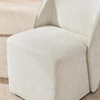 Watson & Whitely Upholstered Dining Chairs with Casters Set of 2, Armless Modern Rolling Dining Chairs with Removable Rollers, Fabric Dining Room Chairs for Bedroom, Living Room, Reading, Linen