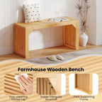 Giantex 36" Bamboo Dining Bench, 660Lbs Capacity, 2-Person Kitchen Table Bench for Living Room, Bedroom, Bathroom, Entryway Hallway, Front Door, End of Bed, Indoor Outdoor Use, 1 Pack