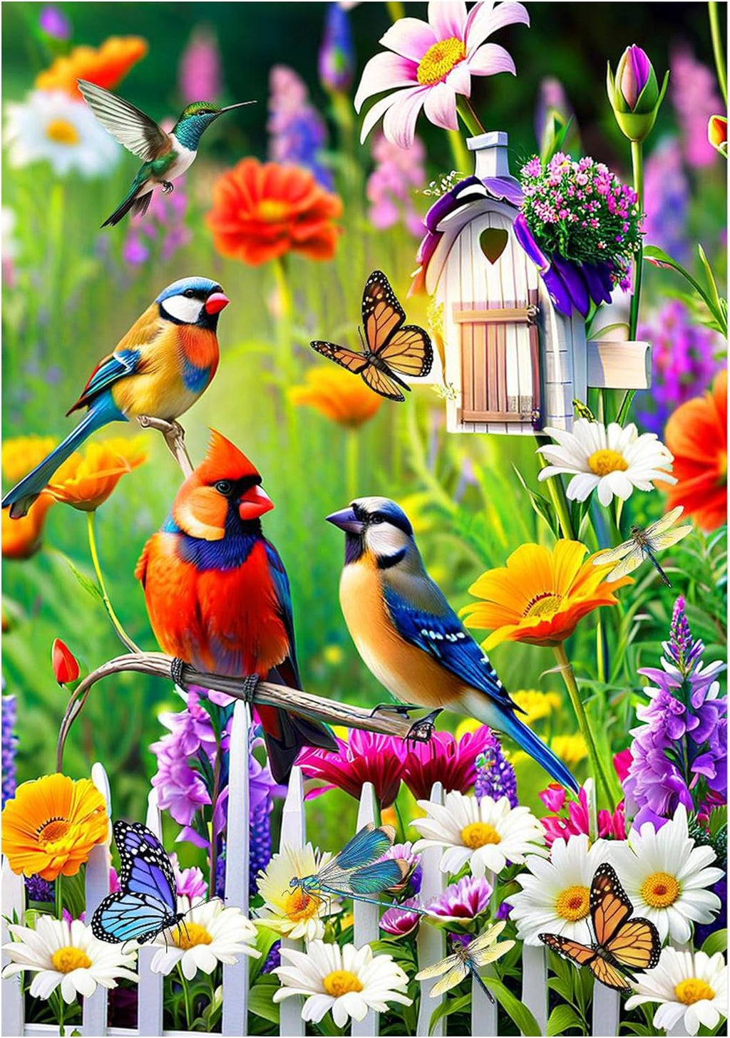 Spring Summer Humming bird House Flag Birds Floral Garden Flags 28x40 Double Sided, Large Yard Flags for Outside Decoration