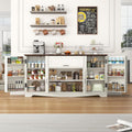 65" Sideboard Buffet Cabinet with Storage, Farmhouse Kitchen Pantries Sideboard Cabinets with Drawer, Wood Coffee Bar Cabinet with Adjustable Shelves, Storage Cabinets for Kitchen, Antique White