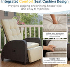 Green4ever Outdoor Patio Recliner with Adjustable Backrest and Footrest, All-Weather Wicker Patio Chair with Side Table, 160° Lay Flat Patio Reclining Lounge Chair for Garden Backyard, Beige