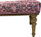 Boho Red Heriz Rug Upholstered Ottoman Bench, Piano Bench, Decorative Farmhouse Bench, Wood Bench, Entryway Footstool Ottoman Bench, Kitchen Dining Bench (18x18X36, Red Heriz)