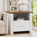 4ever2buy 23” Nightstand with Storage, Large Bedside Table End Table with Drawer, Wide Night Stand End Table for Bedroom Living Room, White
