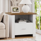 4ever2buy 23” Nightstand with Storage, Large Bedside Table End Table with Drawer, Wide Night Stand End Table for Bedroom Living Room, White