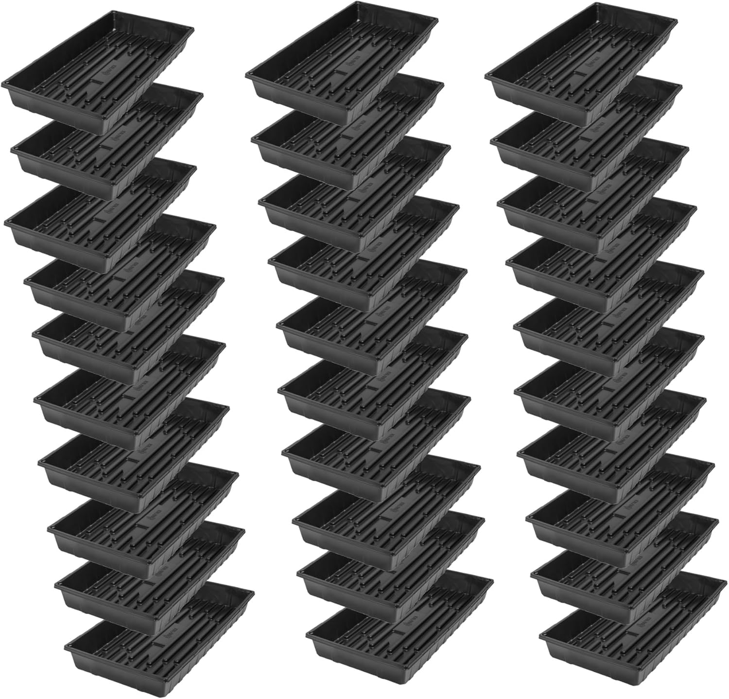 SUNPACK 10" x 20" Extra Strength Plastic Seed Starting Tray, Black, 2.5" (Pack of 30) - No Drainage Holes, Ideal for Greenhouses or Indoor Gardening - Made of BPA-Free Plastic