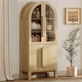 WAMPAT 71" Tall Arched Kitchen Pantry Cabinet, Oak, 1 PC