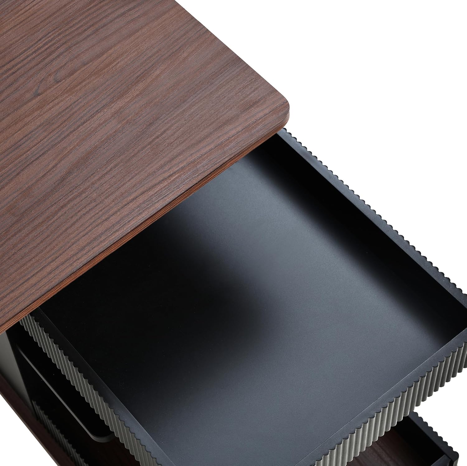 Adjustable Lift-Top End Table with Storage, 360° Rotating Design & Lockable Casters - Modern Mobile Side Table for Living Room, Bedroom, Small Spaces (Black+Brown)