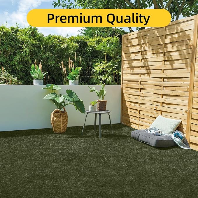 Marine Carpet,6 FT x 14 FT Olive Green Indoor Outdoor Carpet 0.2" Thick with Water-Proof TPE Backing, Non-Slide for Home, Patio, Porch, Deck