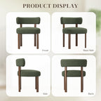 Wooden Dining Chairs Set of 4, Upholstered Kitchen Chairs with Solid Wood Legs, Mid Century Dining Room Chair with Ergonomic Curved Backrest for Kitchen Dining Vanity, Green