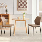 Round Dining Table for 2-4, Mid Century Modern 35 Inch Round Kitchen Table, Space Saving Small Dining Table with Oak Wood Veneer Tabletop and Solid Wood Legs for Dining Room, Living Room