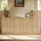 67 Inch Fluted Oak Buffet Cabinet Sideboard with 6 Doors, Large Wood Credenza Storage Cabinet, Mid Century Modern Sideboard for Kitchen and Living Room, 67"×31.5"×15.7"