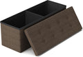 GLAXYFUR 43 Inches Folding Storage Ottoman Bench, Storage Chest, Brown | Ottoman Foot Rest, End of Bed Bench, Load 660 lb, Storage Box for Living Room, Bedroom, Entryway