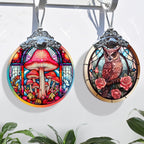 Stained Glass Christmas Ornament, Jocidea Mushroom Christmas Decorations, Christmas Tree Ornament, Mushroom Lovers Gifts, Holiday Decor and Xmas Gifts Ideas