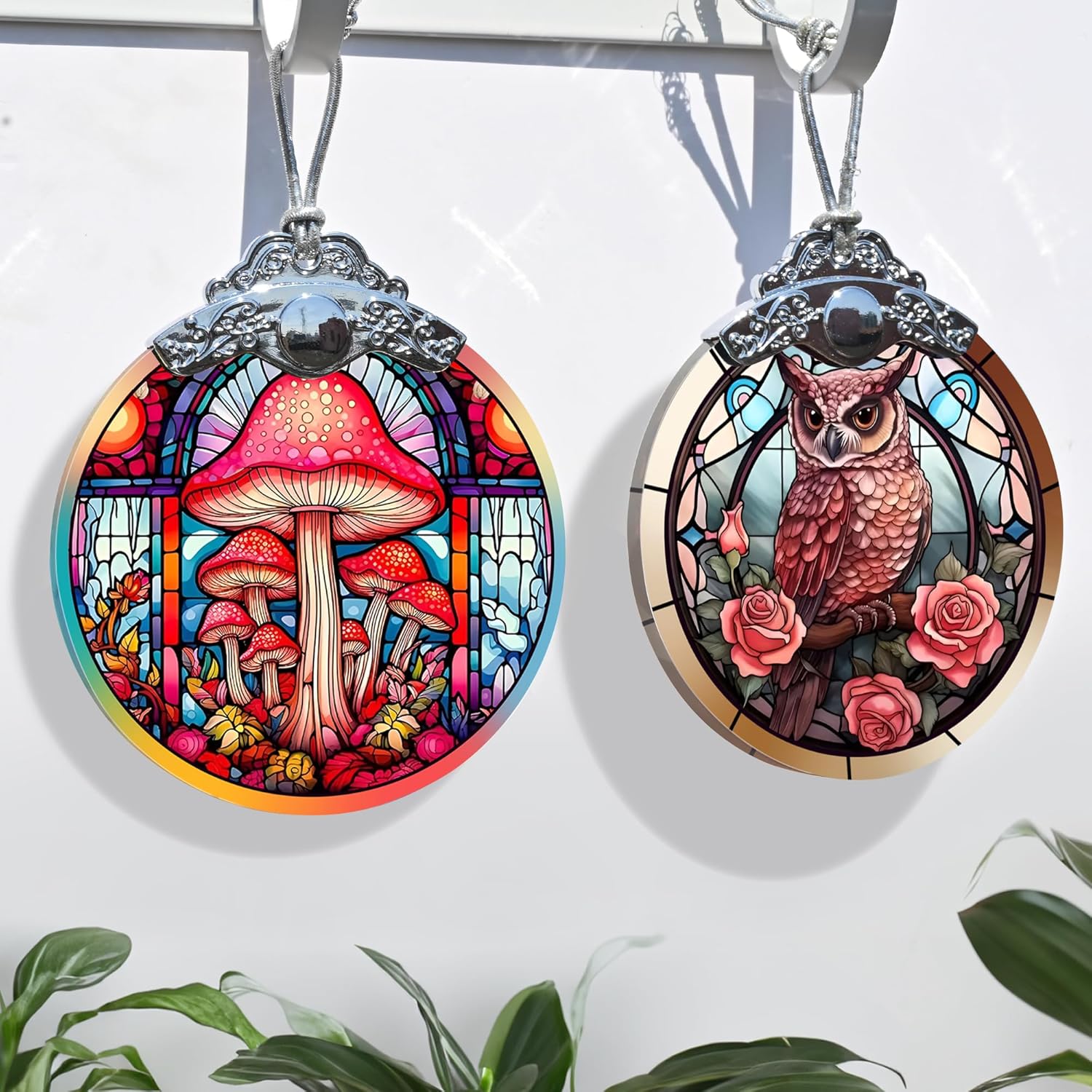 Stained Glass Christmas Ornament, Jocidea Mushroom Christmas Decorations, Christmas Tree Ornament, Mushroom Lovers Gifts, Holiday Decor and Xmas Gifts Ideas