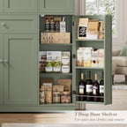 HOSTACK 68" Tall Kitchen Pantry Storage Cabinet with Doors & Shelves, Green | Large Pantry Cabinet with Door Rack, Freestanding Kitchen Storage Cabinet with Drawer, Food Pantry for Dining Living room