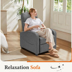 OLIXIS Recliner Chair for Adults, Home Theater Seating with Lumbar Support | Fabric Reclining Sofa Chair Seat for Living Room, Recliners, Gray